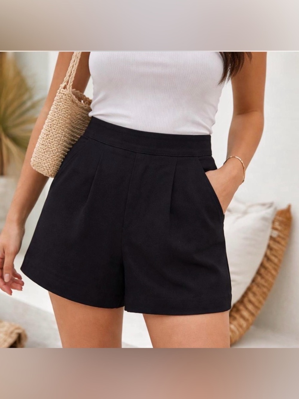 A New Day NWT High-Waist Black Women’s Tailored Shorts. Size Medium - Picture 1 of 4